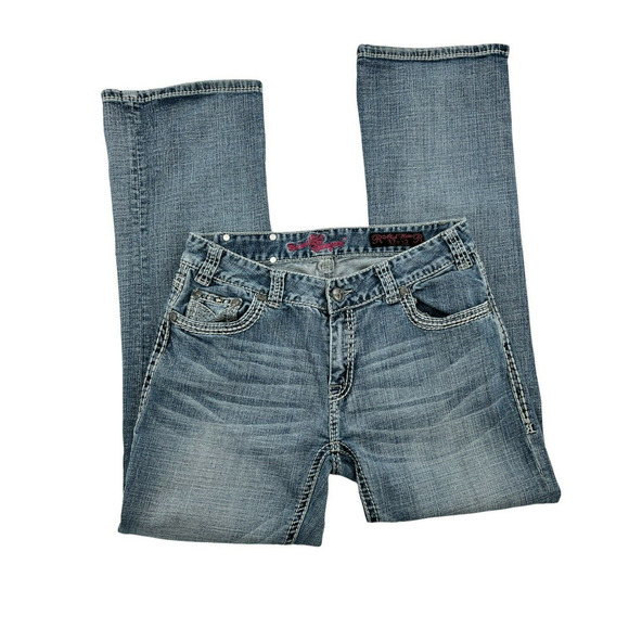 Rock and Roll Cowgirl Jeans Womens Size 32X32 Straight Leg Thick Stitches Denim - Picture 3 of 12